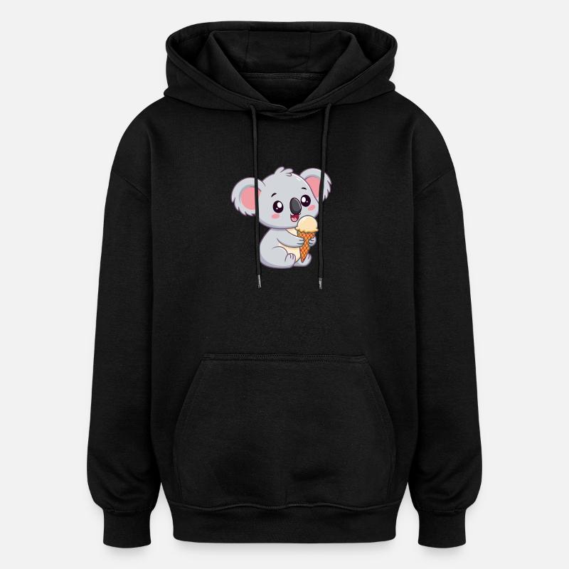 Gourmet-Koala mit Eis - Oversized Unisex Hoodie - Schwarz
