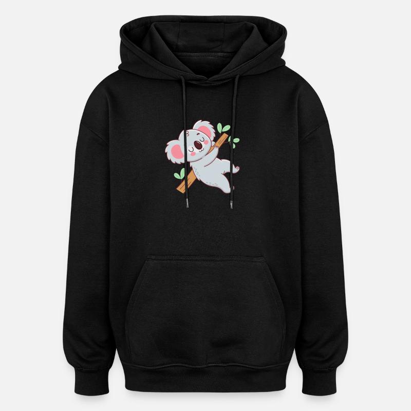 Koala câlin sur branche - Sweat à capuche oversize unisexe - noir