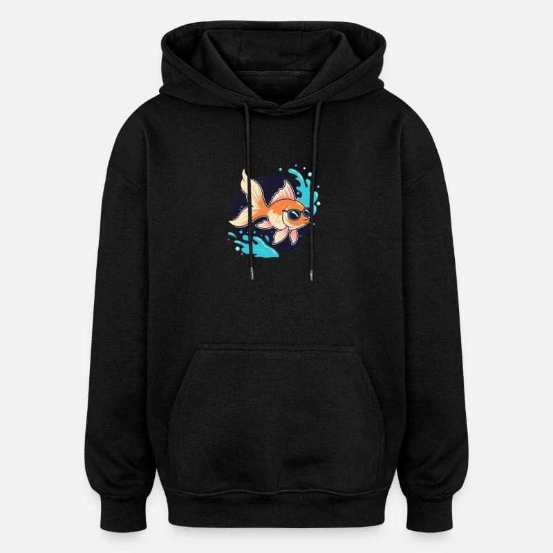 Poisson doré rétro lunettes - Sweat à capuche oversize unisexe - noir