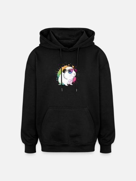Hamster Pop Art Bunte Brille - Oversized Unisex Hoodie - Schwarz