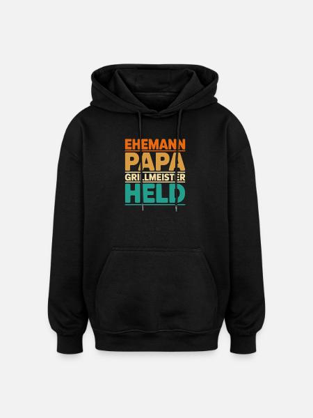 Ehemann Papa Grillmeister Held - Oversized Unisex Hoodie - Schwarz