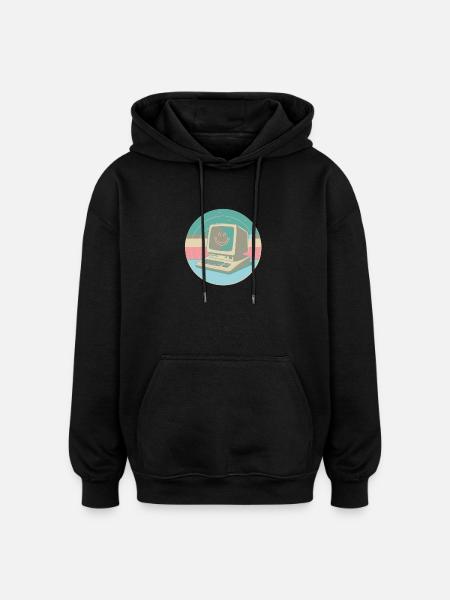 Retro PC Pastel Smile - Oversized Unisex Hoodie - black