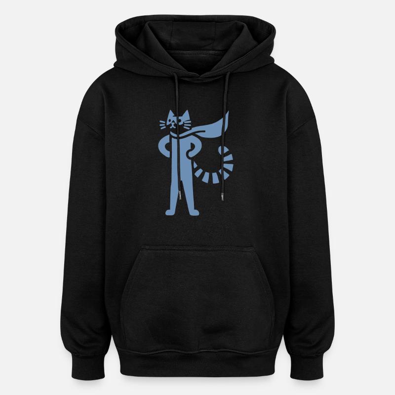 Katzen Superheld Held Silhouette Umhang - Oversized Unisex Hoodie - Schwarz