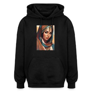 Indian beautiful woman - Oversized Unisex Hoodie - black - Front - Noah (186cm)