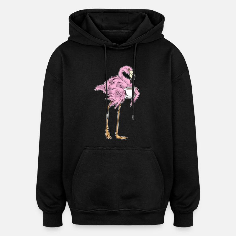 Flamingo Coffee Mug - Oversized Unisex Hoodie - black