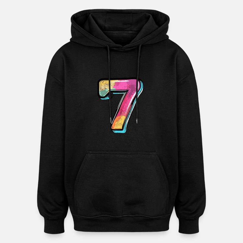 7 Zahl Comic - Oversized Unisex Hoodie - Schwarz