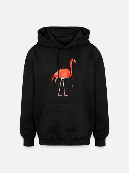 Flamingo Low Poly - Oversized Unisex Hoodie - Schwarz
