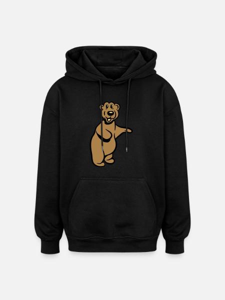 Bear funny comic - Oversized Unisex Hoodie - black