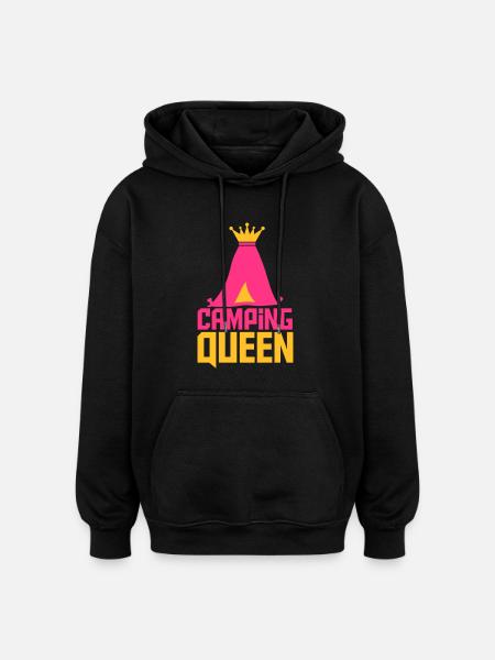 Camping Queen Queen tent Logo - Oversized Unisex Hoodie - black