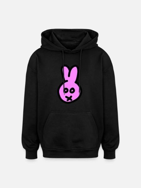 Bunny 2c - Oversized Unisex Hoodie - Schwarz