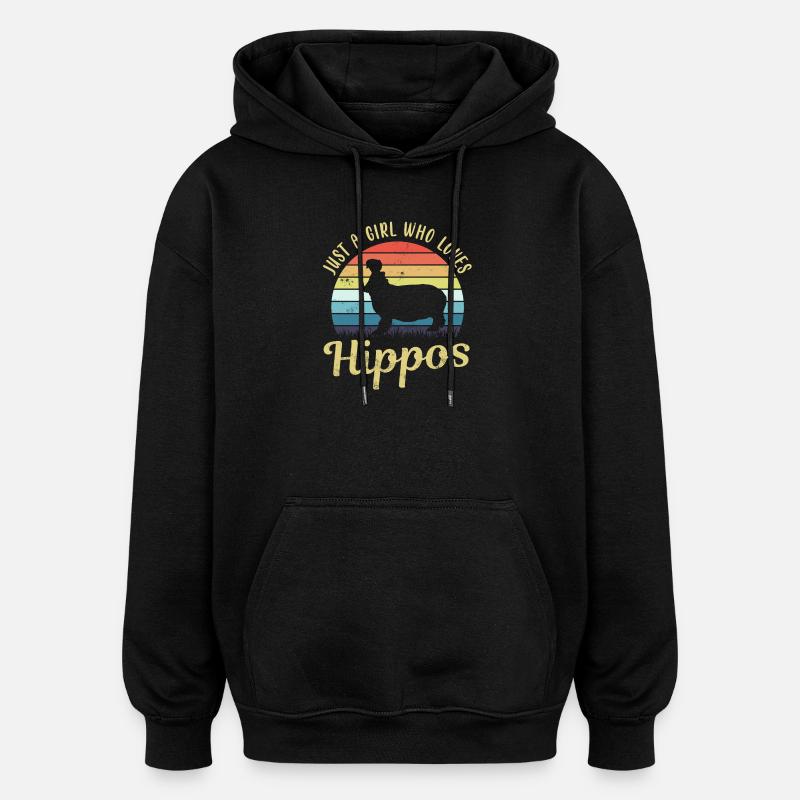 Nilpferd Flusspferd Hippo - Oversized Unisex Hoodie - black