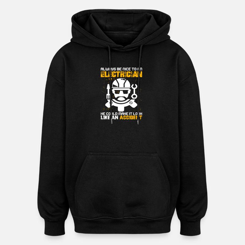 Électricien électr - Sweat à capuche oversize unisexe - noir