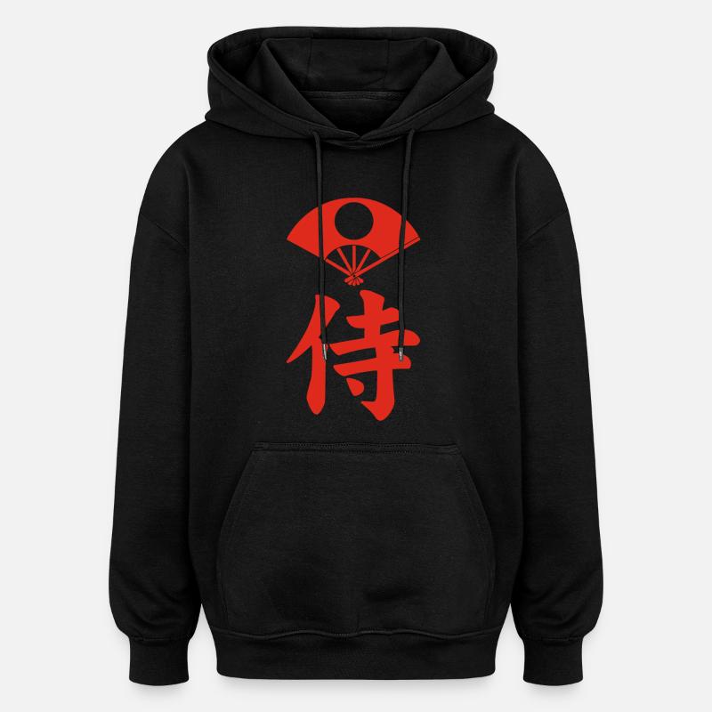 Samurai-Emblem des Satake-Clans (rot) - Oversized Unisex Hoodie - Schwarz