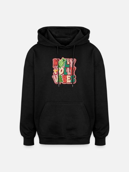 Jolly Holiday Bubbles Christmas - Oversized Unisex Hoodie - black