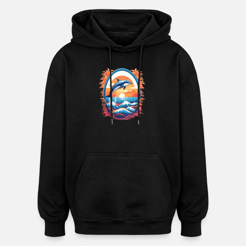 Dauphin - Sweat à capuche oversize unisexe - noir