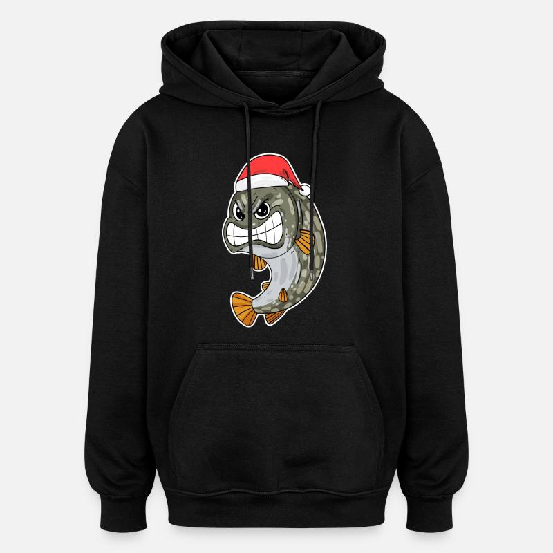 Brochet Poisson de Noël - Sweat à capuche oversize unisexe - noir