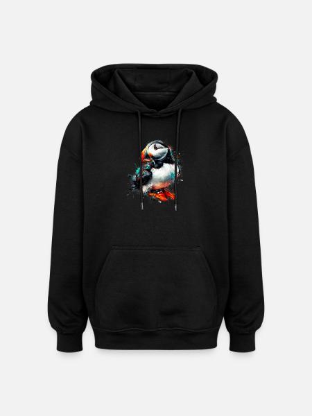 Puffin - Oversized Unisex Hoodie - black