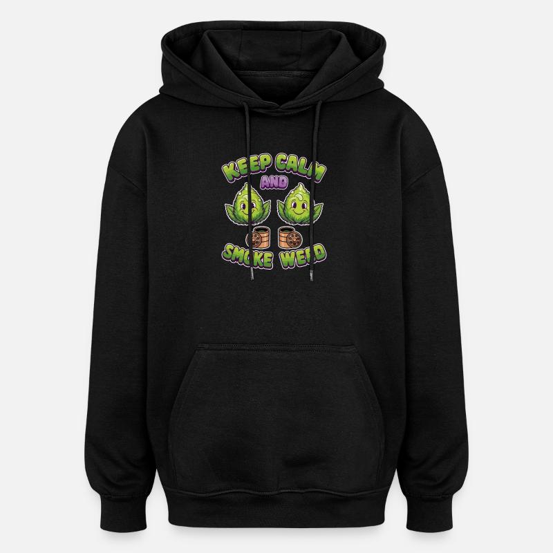 Drôles de fleurs d’herbe - Sweat à capuche oversize unisexe - noir