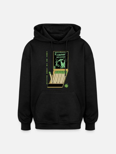 UFO Invasion Vintage Poster Design - Oversized Unisex Hoodie - black
