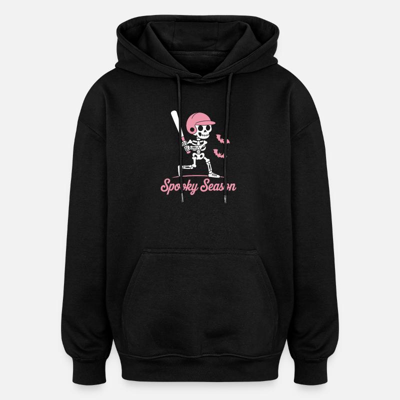 Spooky Skeleton Baseball en rose - Sweat à capuche oversize unisexe - noir