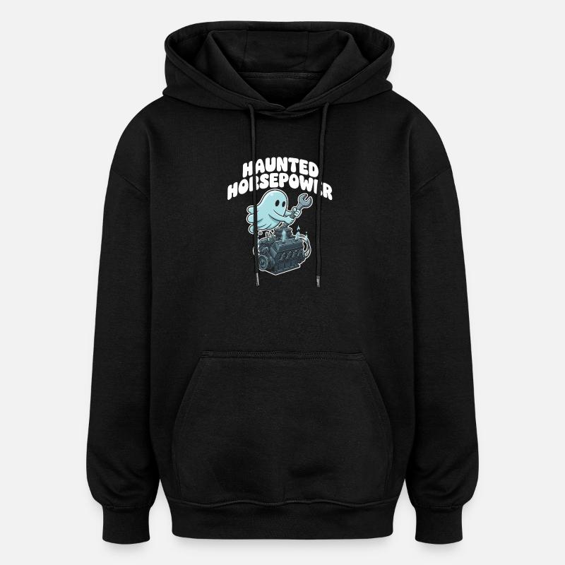 Dessin animé Ghost Engine Hanting Engine - Sweat à capuche oversize unisexe - noir