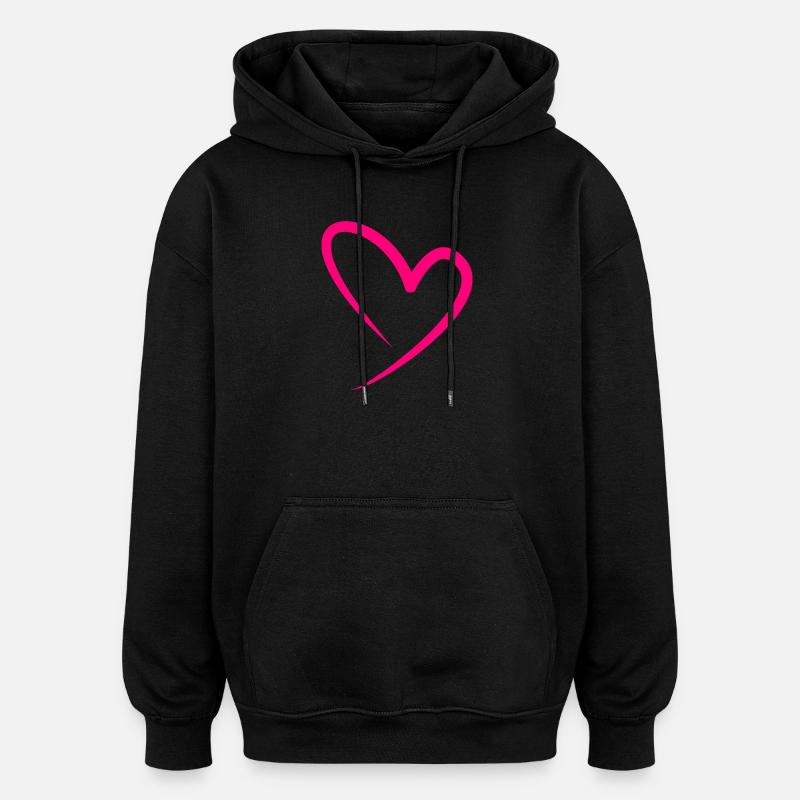 Heart Valentine’s Day - Sweat à capuche oversize unisexe - noir