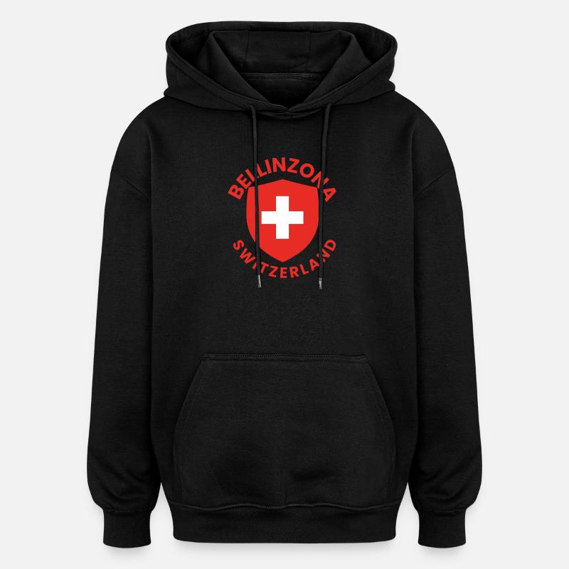 Bouclier de Bellinzone Drapeau suisse - Sweat à capuche oversize unisexe - noir