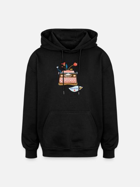 Machine à écrire - Sweat à capuche oversize unisexe - noir