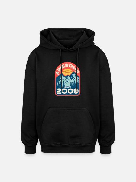 Awesome since 2009 - Oversized Unisex Hoodie - black