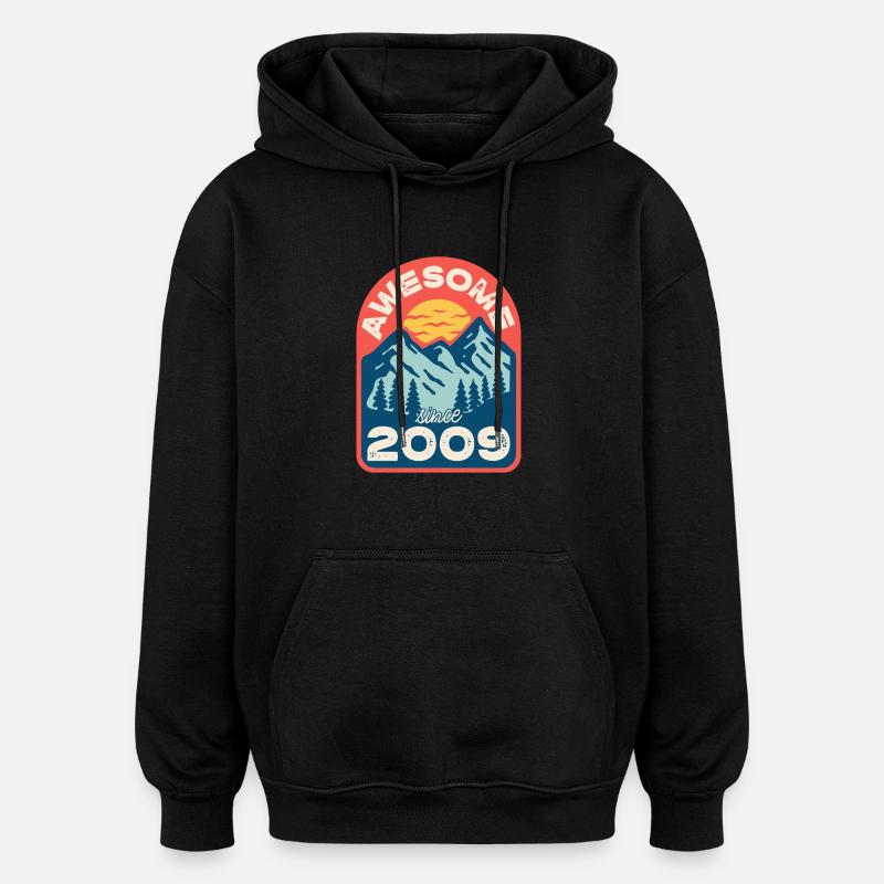 Génial depuis 2009 - Sweat à capuche oversize unisexe - noir