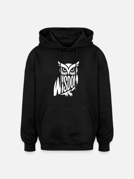 Wisdom Owl - Cool Religion Design - Oversized Unisex Hoodie - black