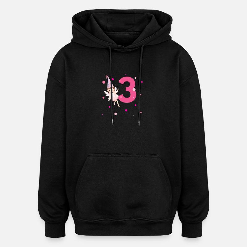 3e anniversaire fée rose - Sweat à capuche oversize unisexe - noir