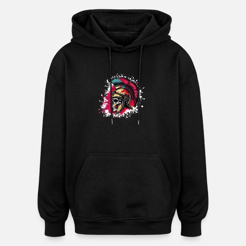 Crâne Spartiate Gladiateur - Sweat à capuche oversize unisexe - noir