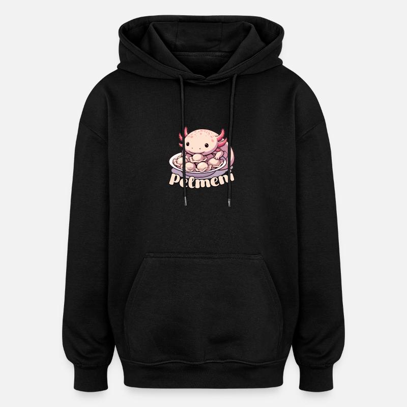 Axolotl Pelmeni Cadeau mignon - Sweat à capuche oversize unisexe - noir