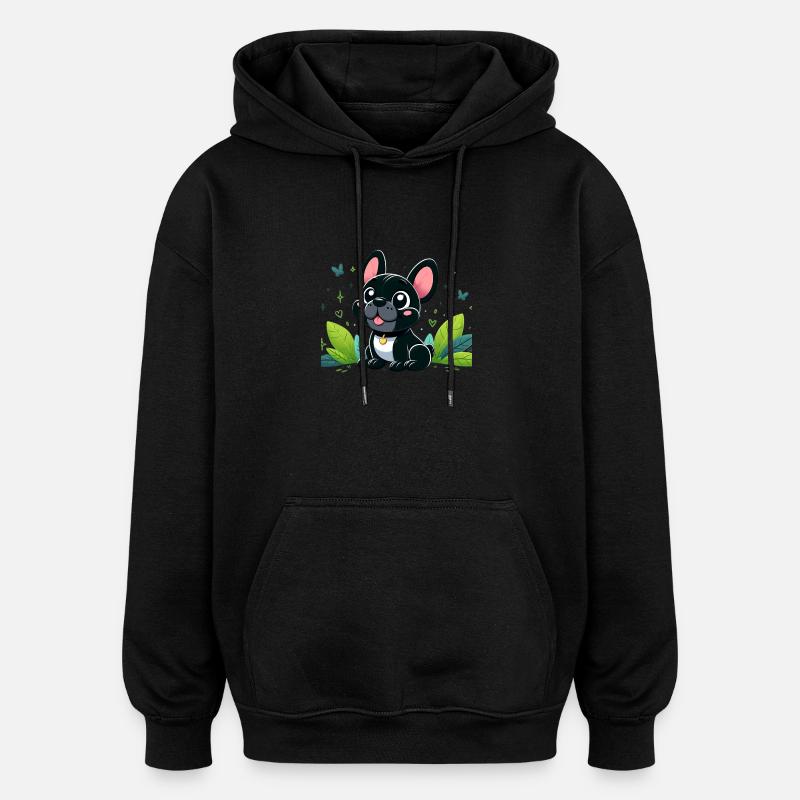 bouledogue français 2 - Sweat à capuche oversize unisexe - noir