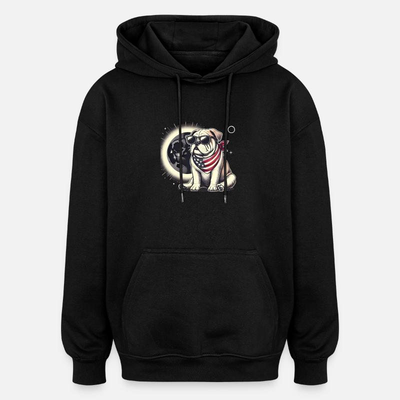 Patriotic Bulldog Solar Eclipse - Oversized Unisex Hoodie - black