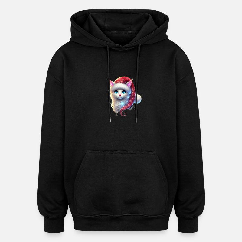 Chat de Noël - Sweat à capuche oversize unisexe - noir