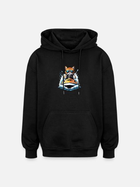 Kat Jet Ski Kat Sjov Sjov Gave - Oversize unisex hoodie - sort