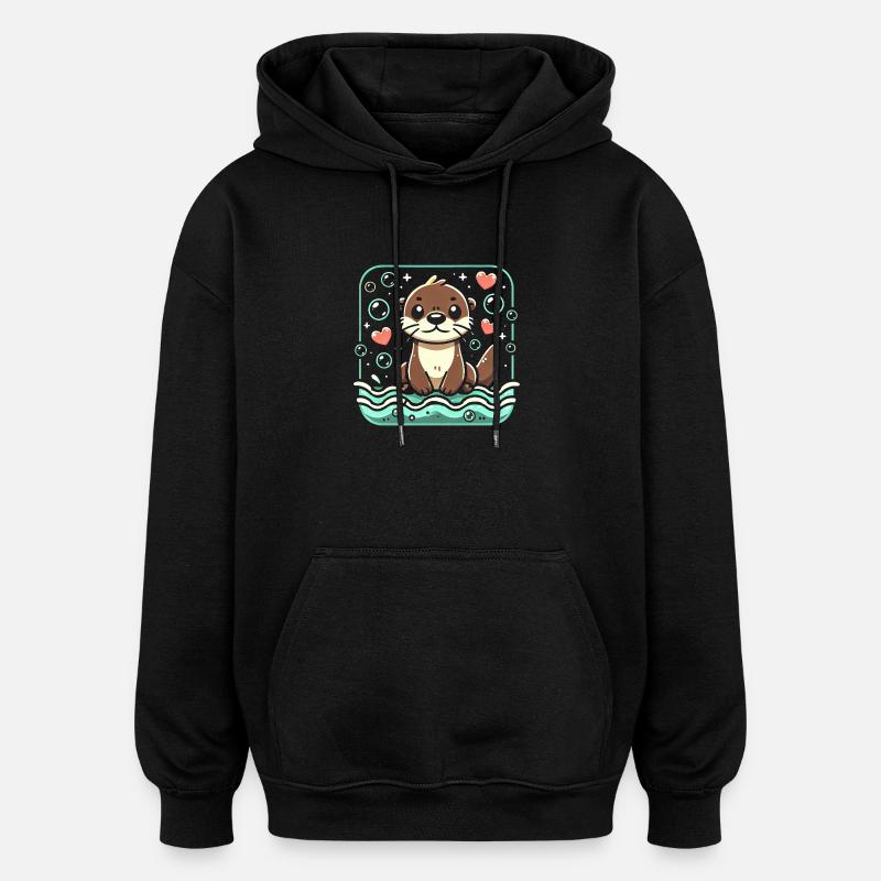 Otters Make Everything Better Cute Wildlife Lover - Oversized Unisex Hoodie - black