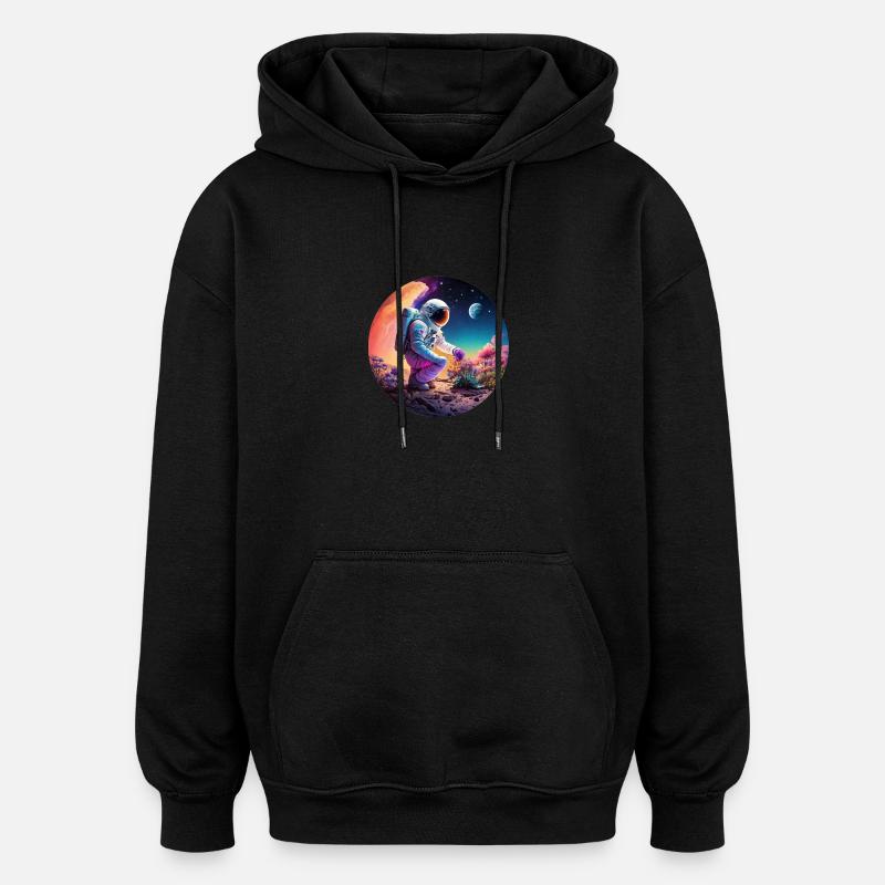 Gärtnernder Astronaut - Oversized Unisex Hoodie - Schwarz
