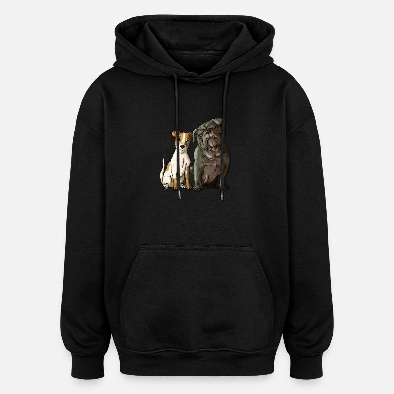 Bouledogue Russell - Sweat à capuche oversize unisexe - noir