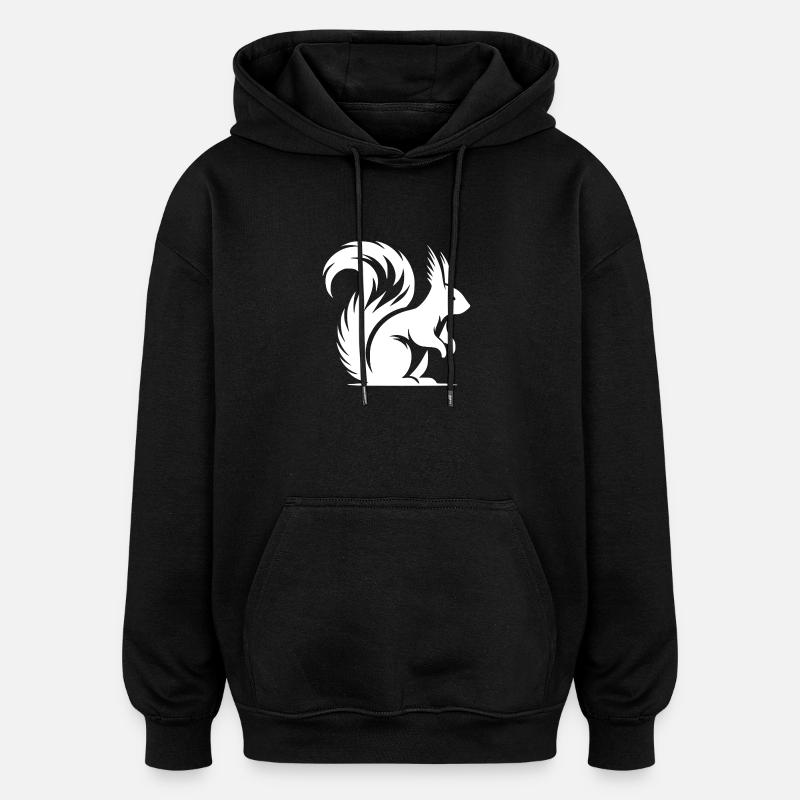 Kleines süsses Eichhörnchen Kinder Zeichnung - Oversized Unisex Hoodie - Schwarz