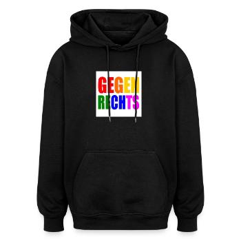 Gegen rechts - Oversized Unisex Hoodie - Schwarz - Vorne - Noah (186cm)