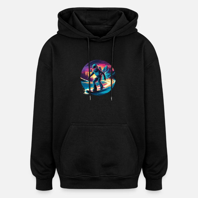 5Snowboard des années 80 - Sweat à capuche oversize unisexe - noir