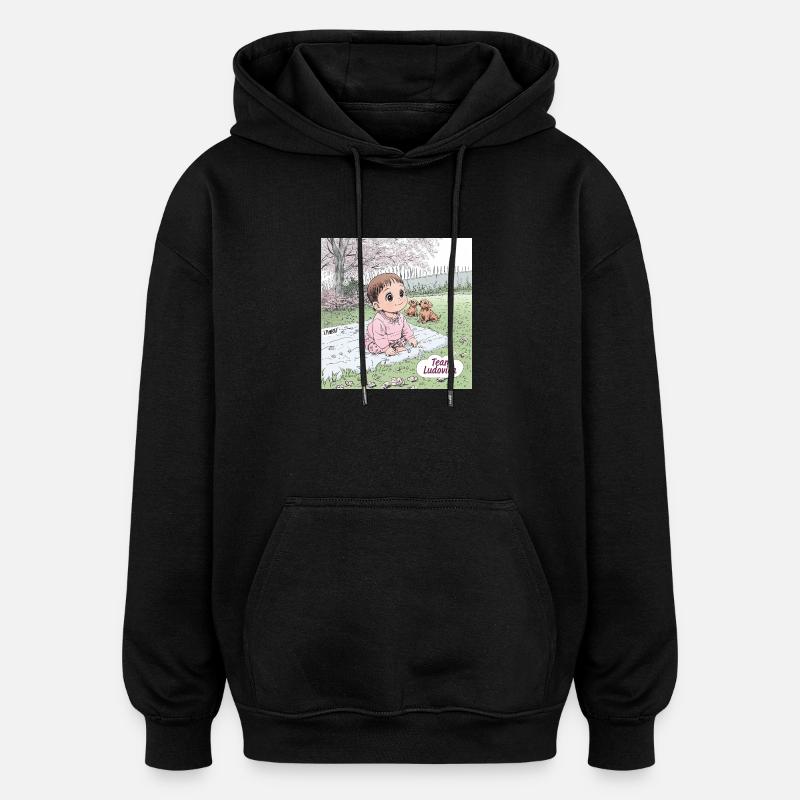 Source - Sweat à capuche oversize unisexe - noir