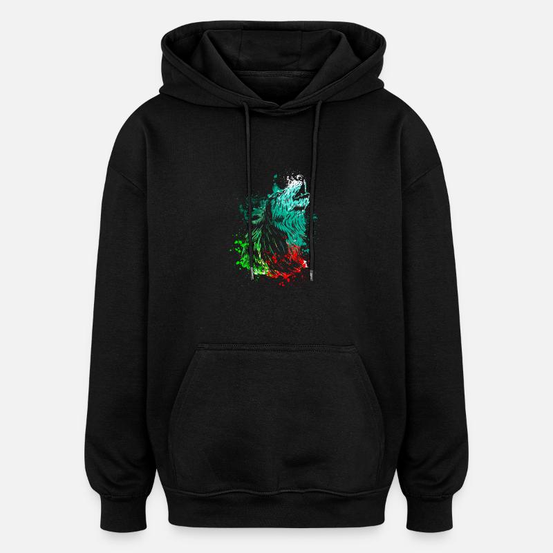 Splash Art Howling Wolf - Sweat à capuche oversize unisexe - noir