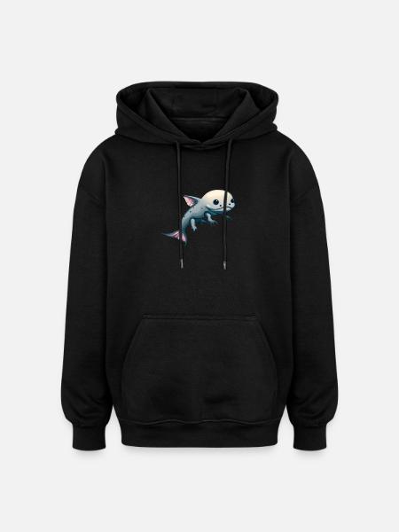 Cute Kawaii Axolotl - Oversized Unisex Hoodie - black