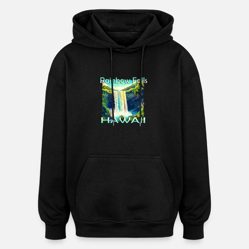 Hawaii Rainbow Falls Design exclusif - Sweat à capuche oversize unisexe - noir