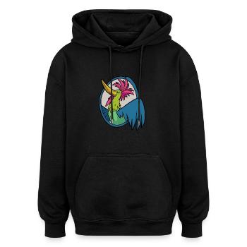 Bremer Stadtmusikanten: Hahn für Frühaufsteher! - Oversized Unisex Hoodie - Schwarz - Vorne - Noah (186cm)