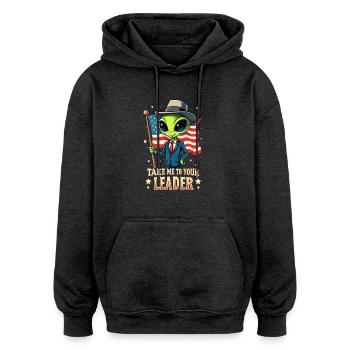 Alien Take Me To Your Leader USA Patriot - Sweat à capuche oversize unisexe - charbon - Devant - Noah (186cm)